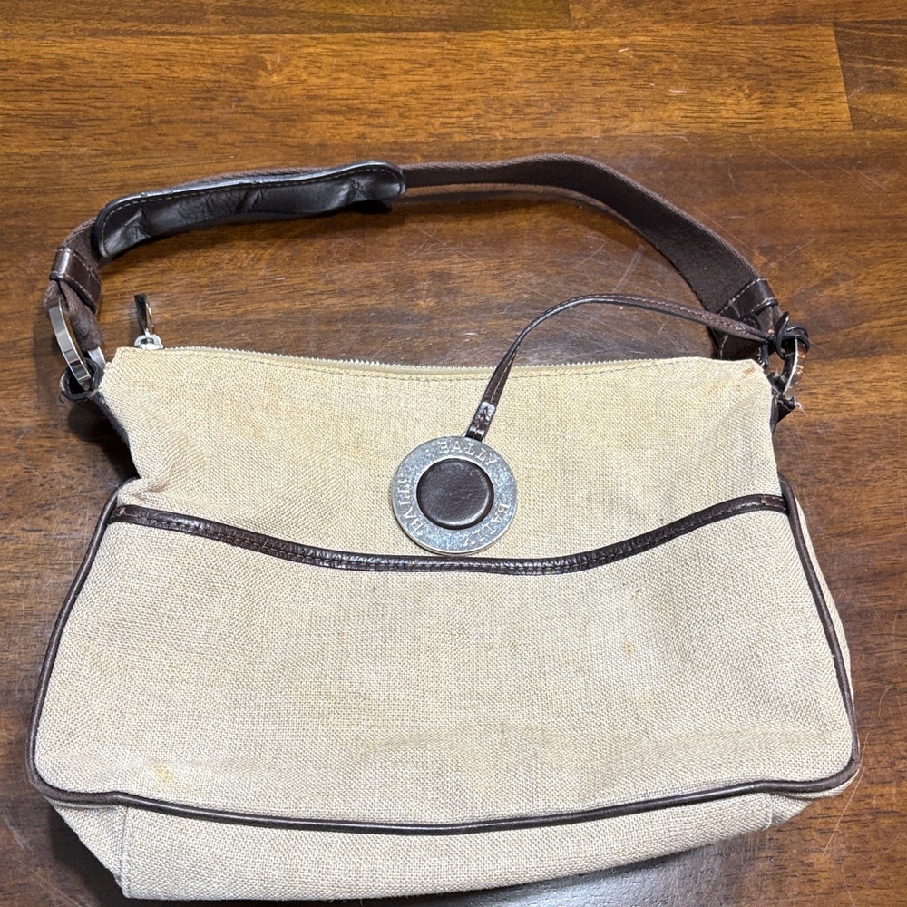Bally Cream and Brown Shoulder Bag